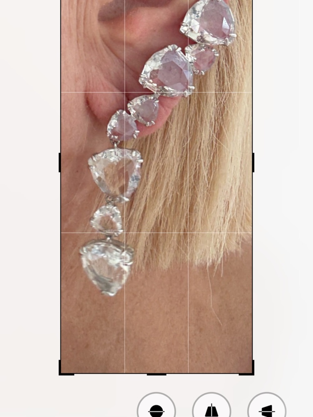 Swarovski Asymmetric 1  Ear cuffs , silver crystal preowned mint condition